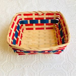 American Flag Patriotic Wicker Basket